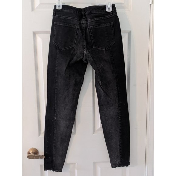 Two-tone black/grey skinny jeans, frayed hem, 26 - Picture 5 of 6